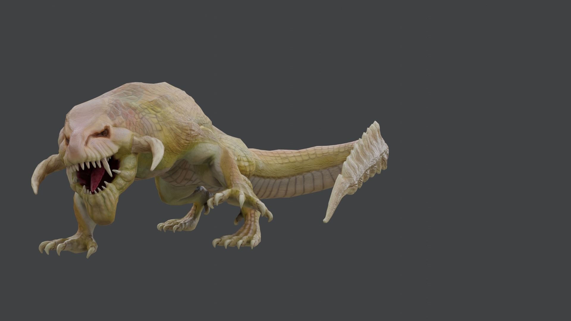 Earth dragon model - reptile monster rigged creature for Blender Low-poly 3D model_23