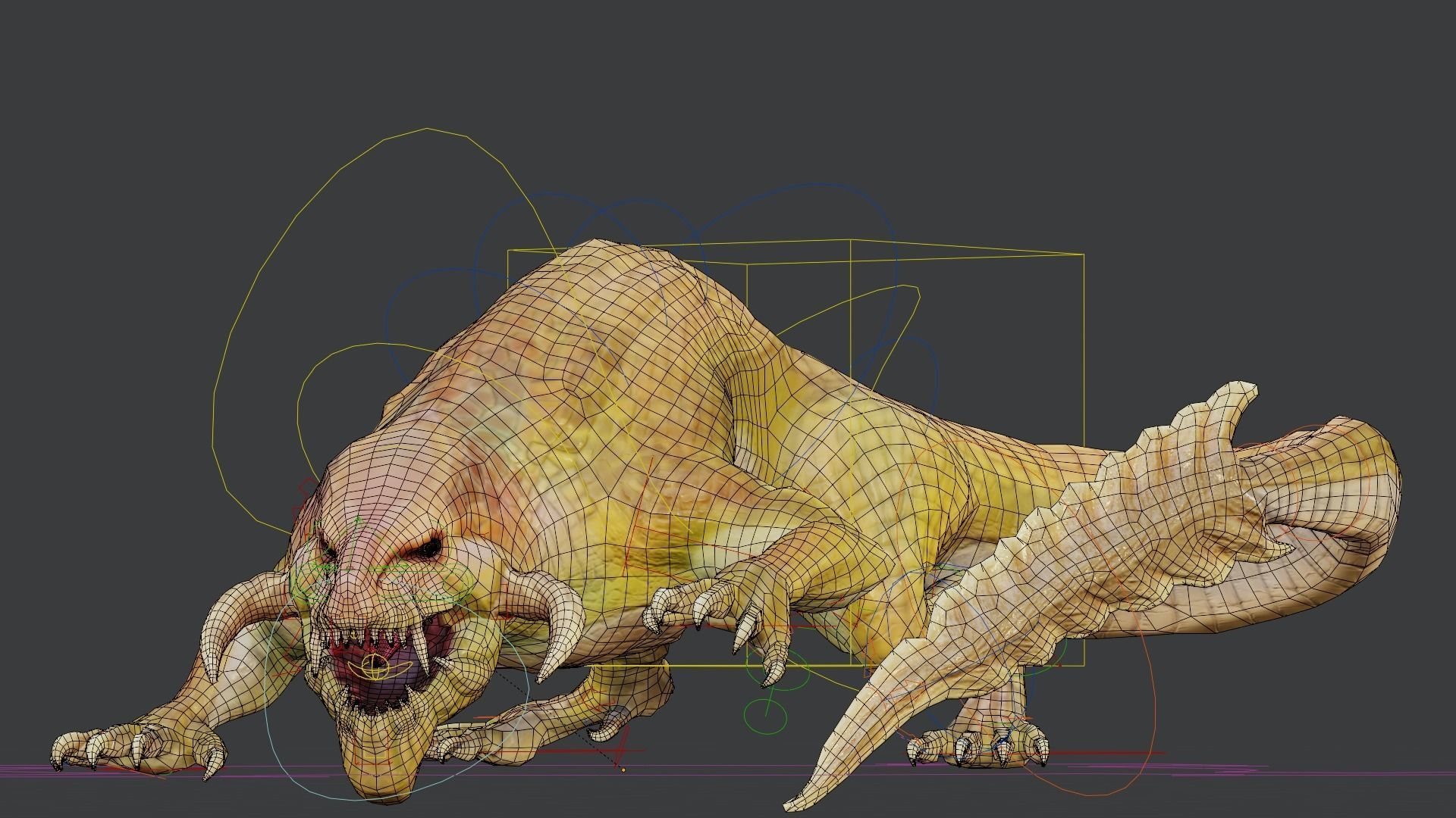 Earth dragon model - reptile monster rigged creature for Blender Low-poly 3D model_4