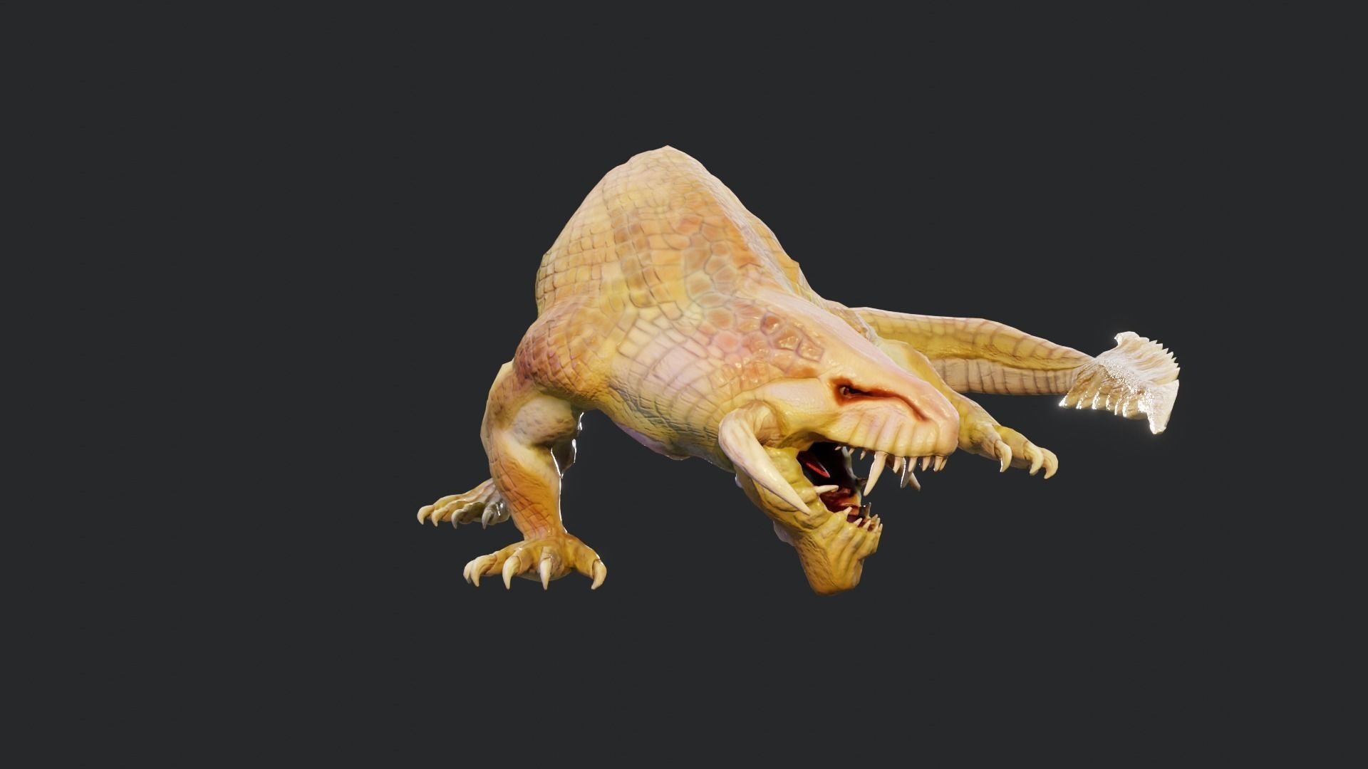 Earth dragon model - reptile monster rigged creature for Blender Low-poly 3D model_29