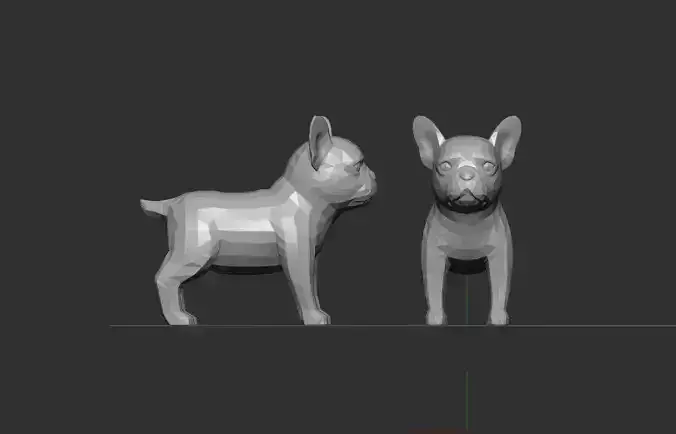 Mini French Bulldog low Polly model 