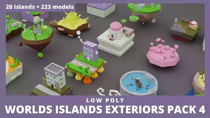 Low Poly Worlds Islands Exteriors Pack 4 Low-poly 3D model