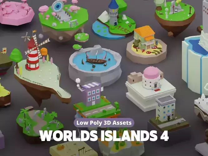 Low Poly Worlds Islands Exteriors Pack 4