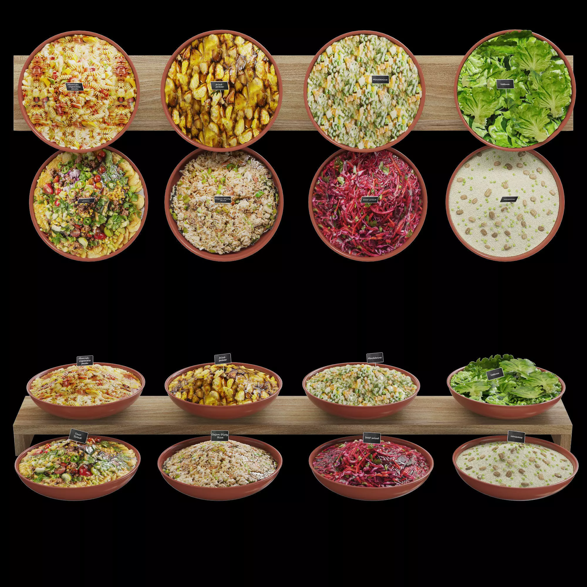 Varied salad bar 3D model_0