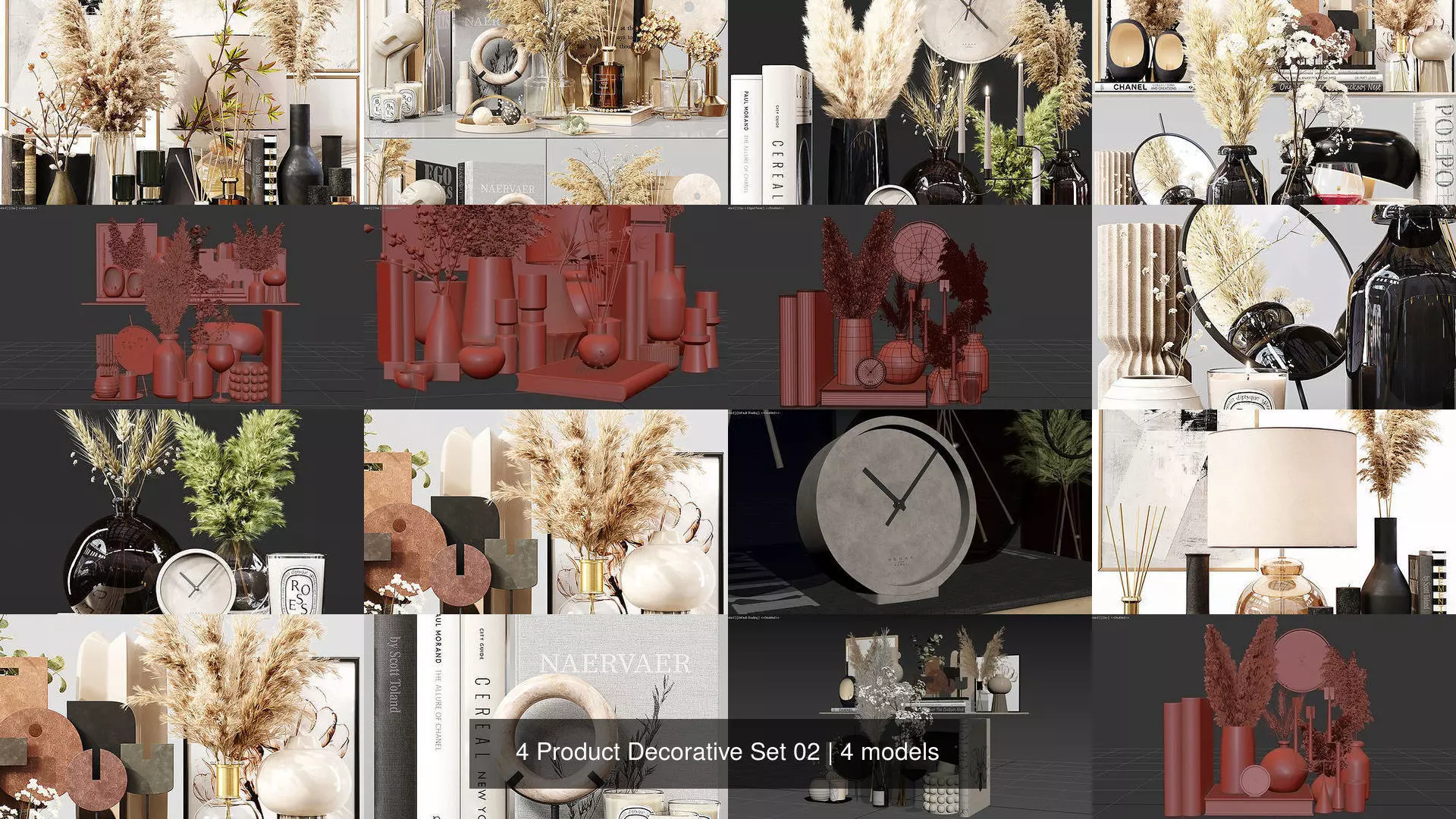 4 Product Decorative Set 02 3D Model Collection_0