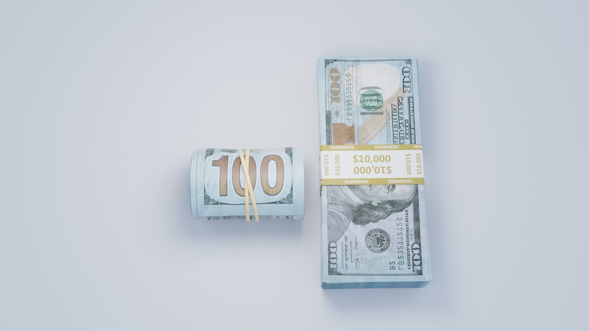 Money Stack and Roll 3D model_6