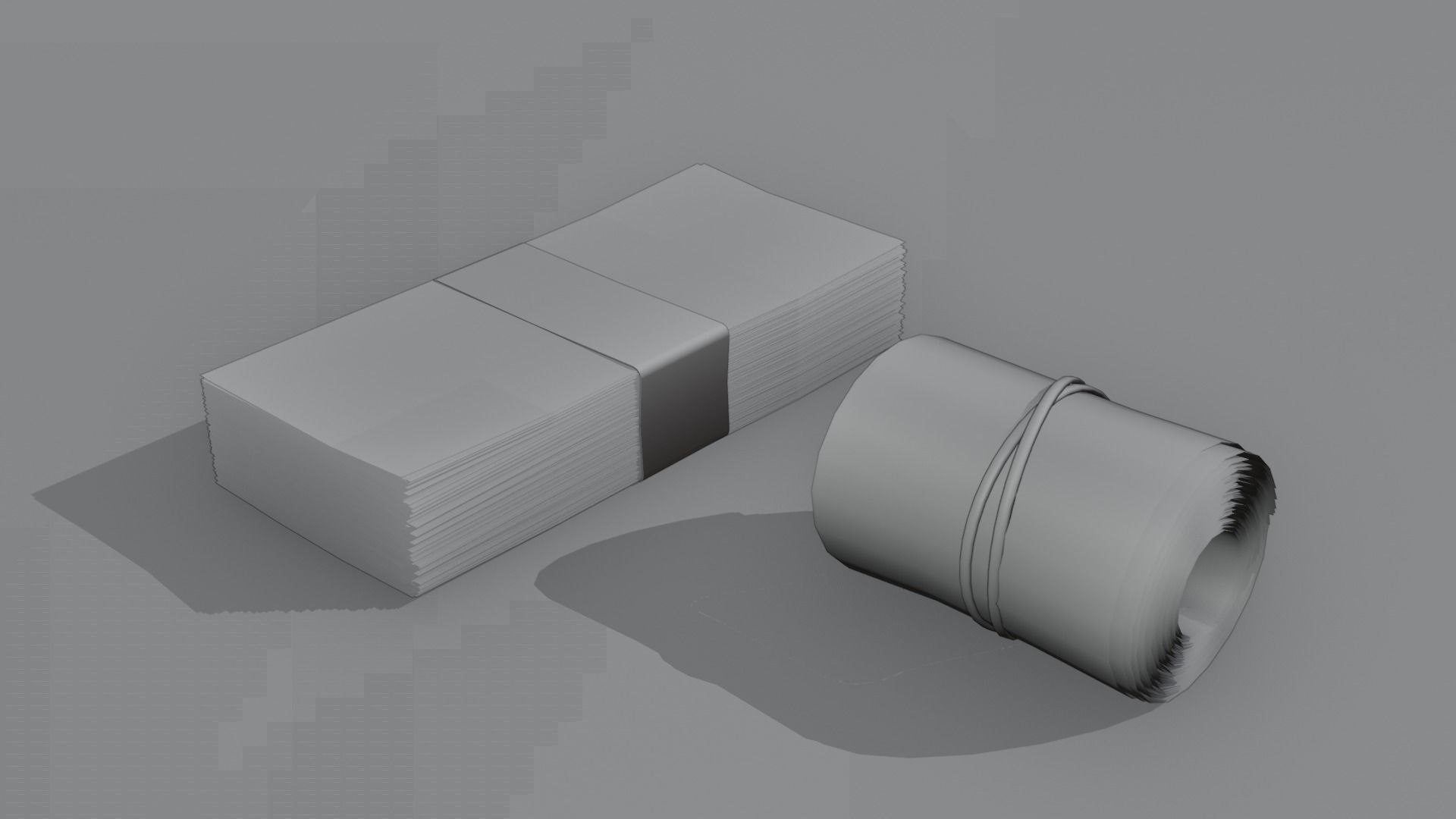 Money Stack and Roll 3D model_2