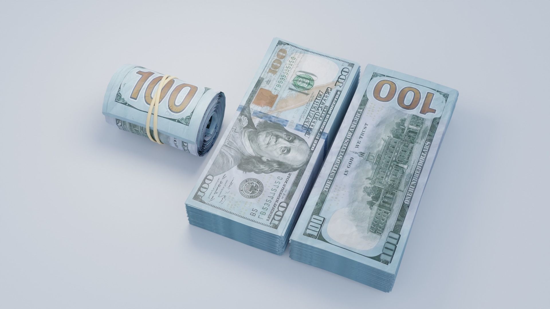 Money Stack and Roll 3D model_4