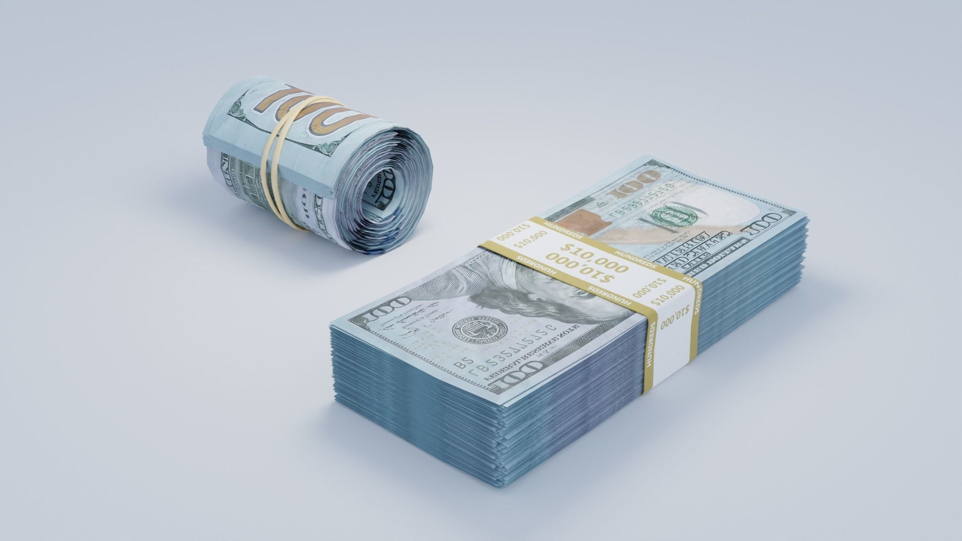 Money Stack and Roll 3D model_3