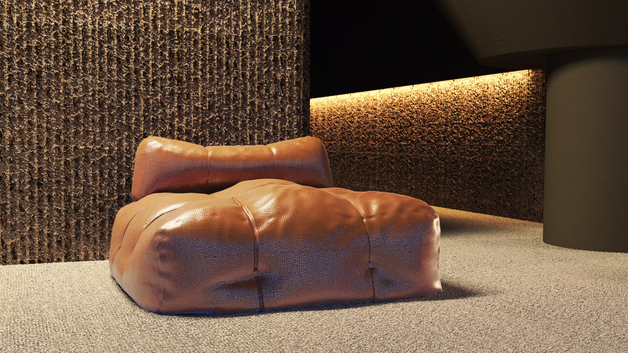Leather Puff Interior Scene 3D model