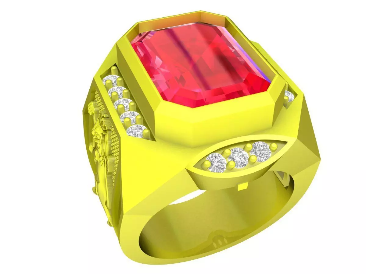 Bold Emerald Cut Stone Ring for Men 4878 3D print model