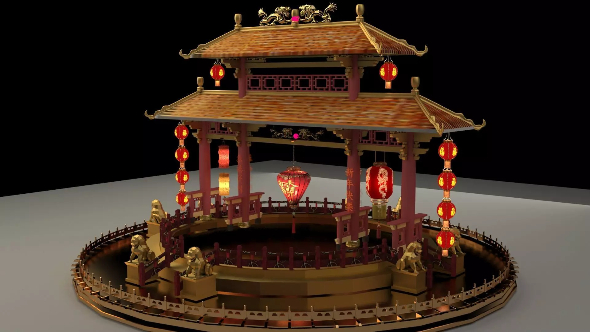 Chinese ancient gate 3D model