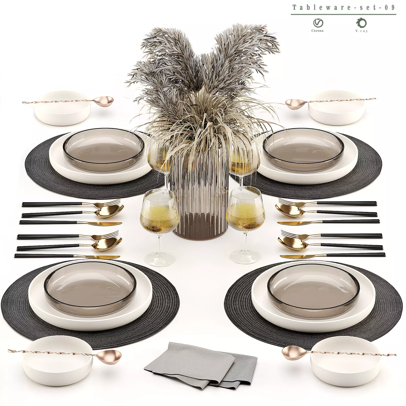 Tableware-set-001 Low-poly 3D model_0