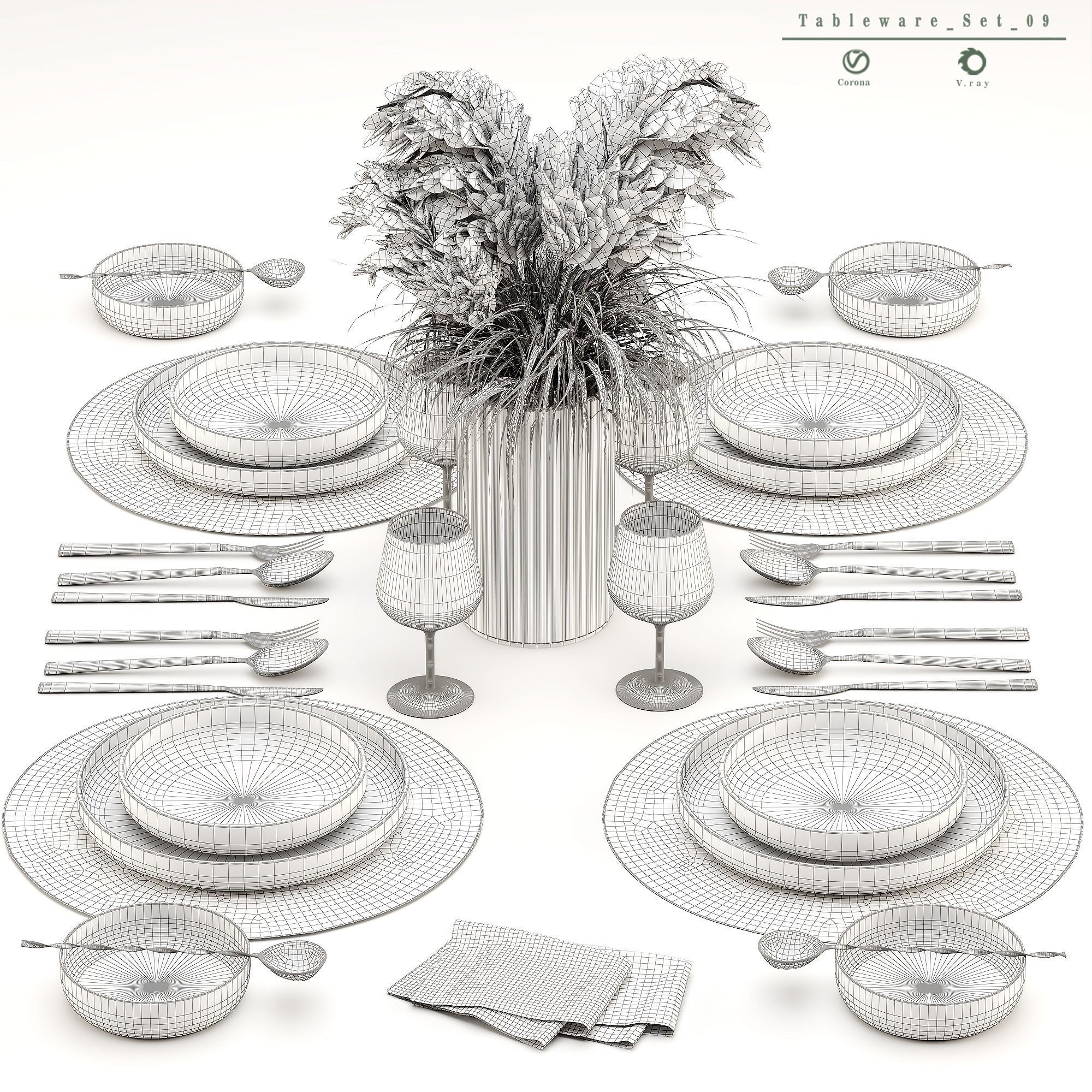 Tableware-set-001 Low-poly 3D model_1