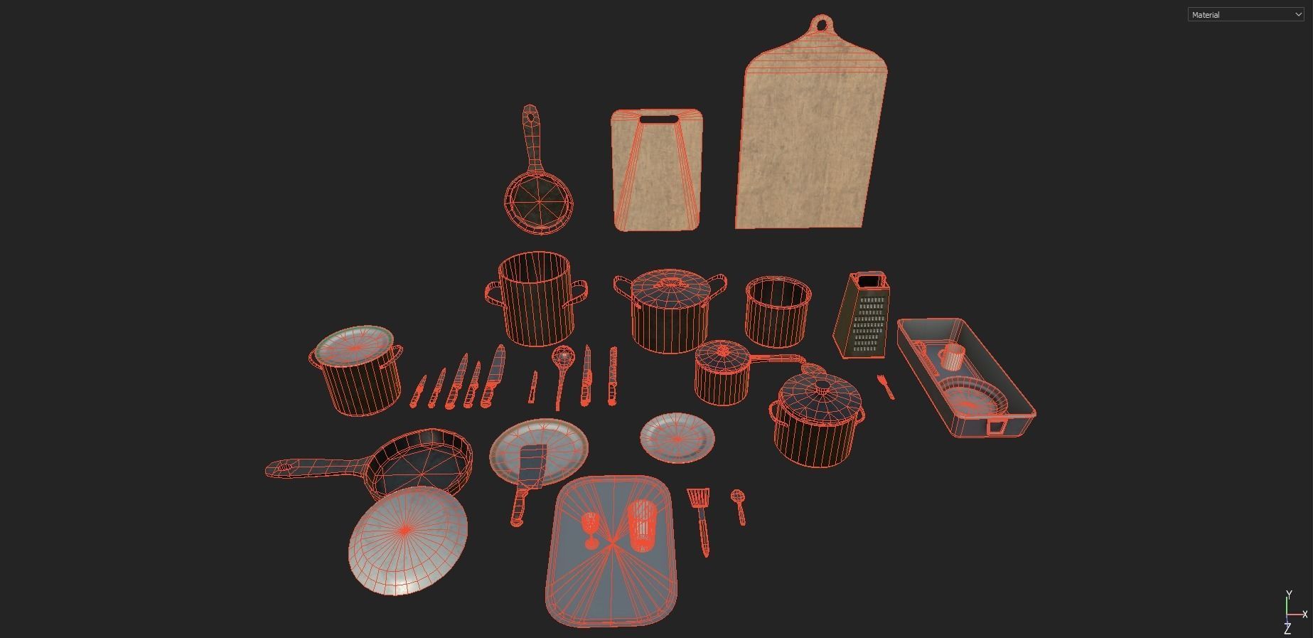 Kitchen Set Pack  Low-poly 3D model_25