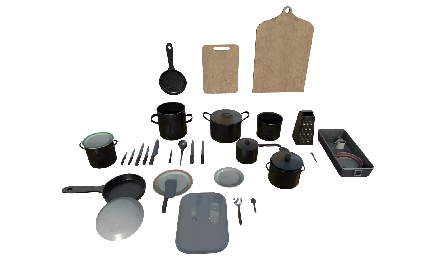 Kitchen Set Pack  Low-poly 3D model_0