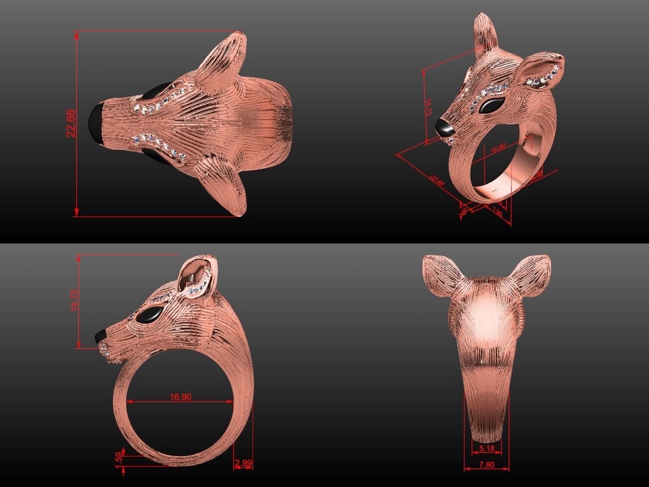 deer ring 3D print model_1