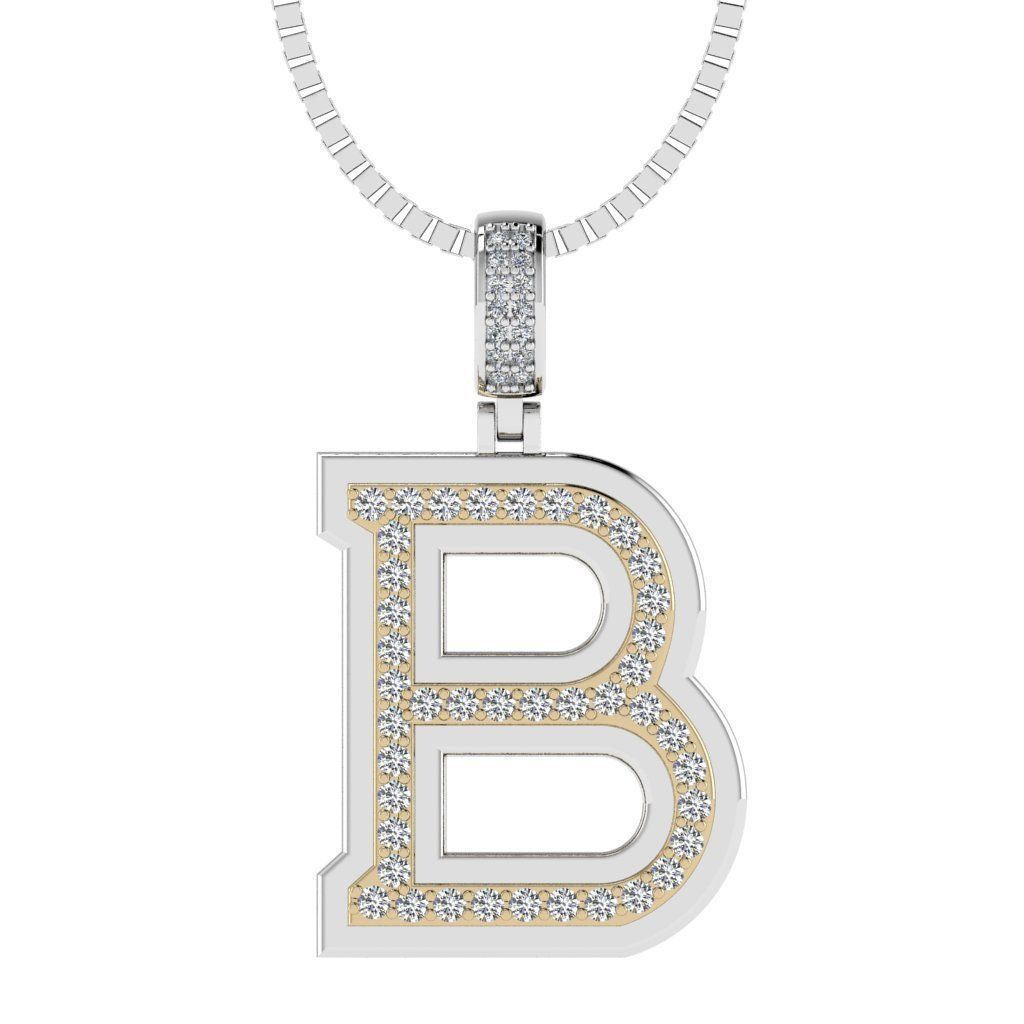 Alphabet Diamond pendant B 3D print model_17