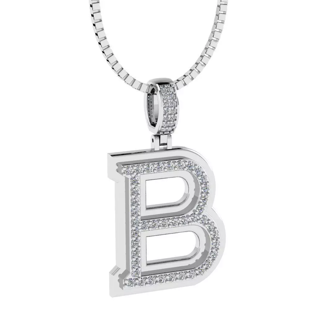 Alphabet Diamond pendant B 3D print model_0