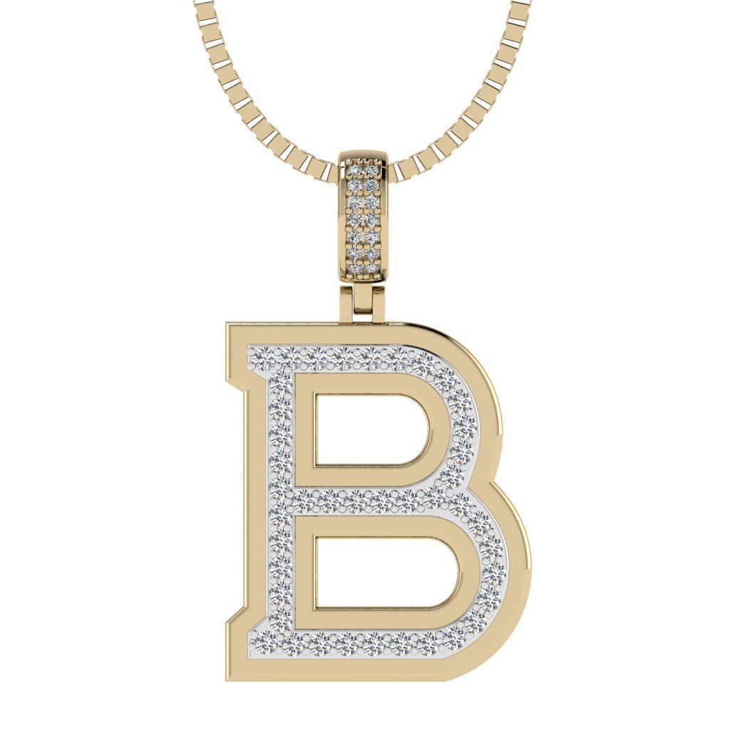 Alphabet Diamond pendant B 3D print model_15