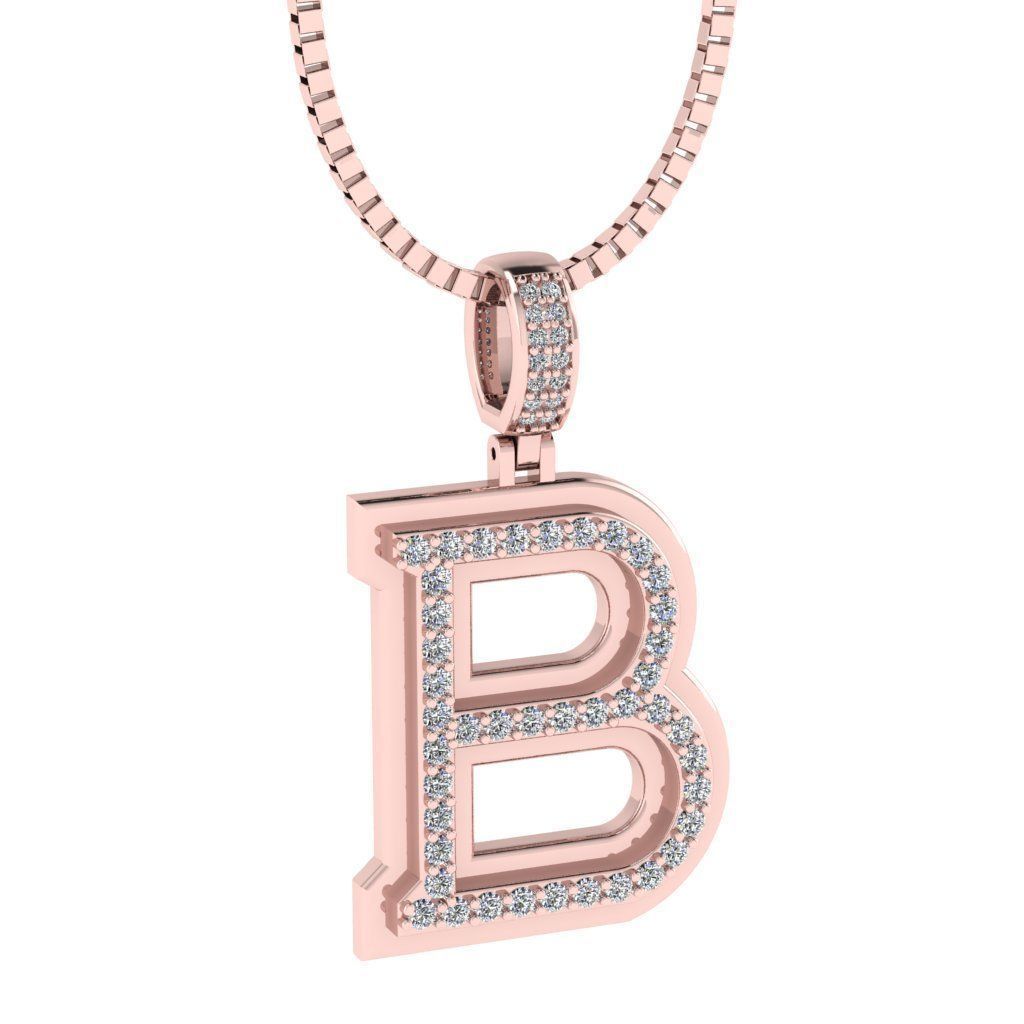 Alphabet Diamond pendant B 3D print model_6