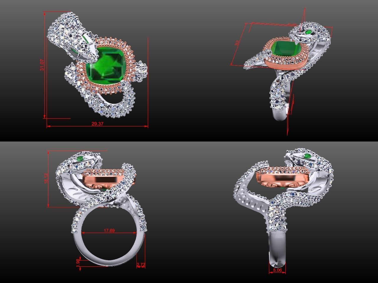 snake ring  3D print model_1