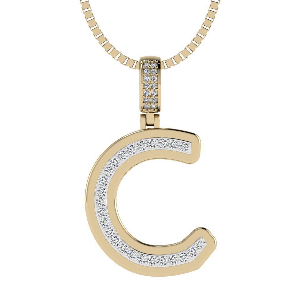 Alphabet Diamond pendant C 3D print model_15