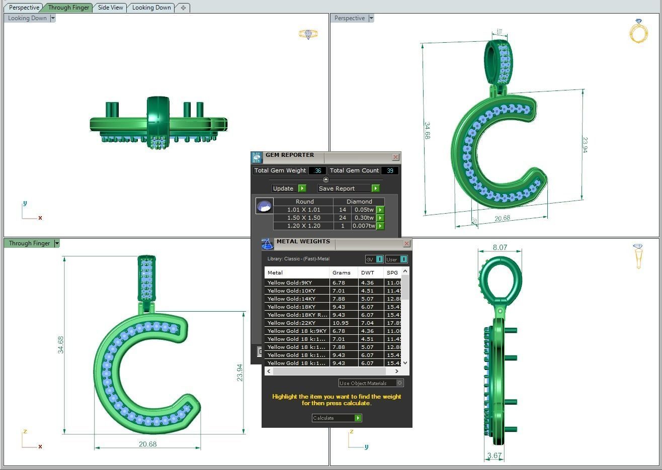 Alphabet Diamond pendant C 3D print model_3