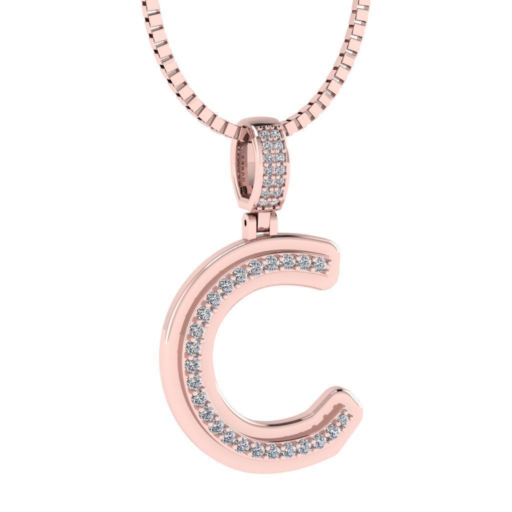 Alphabet Diamond pendant C 3D print model_12
