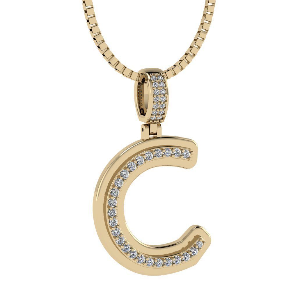 Alphabet Diamond pendant C 3D print model_6