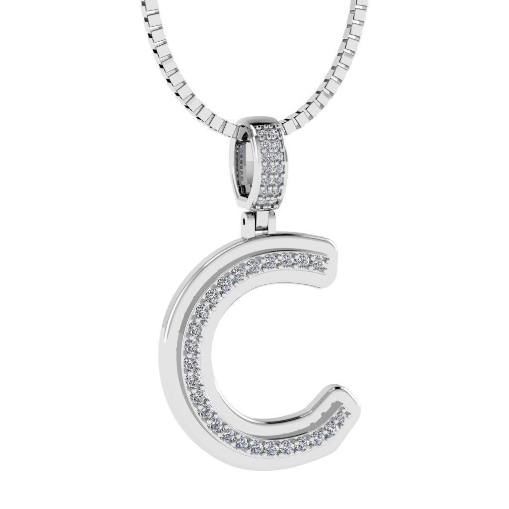 Alphabet Diamond pendant C 3D print model_8