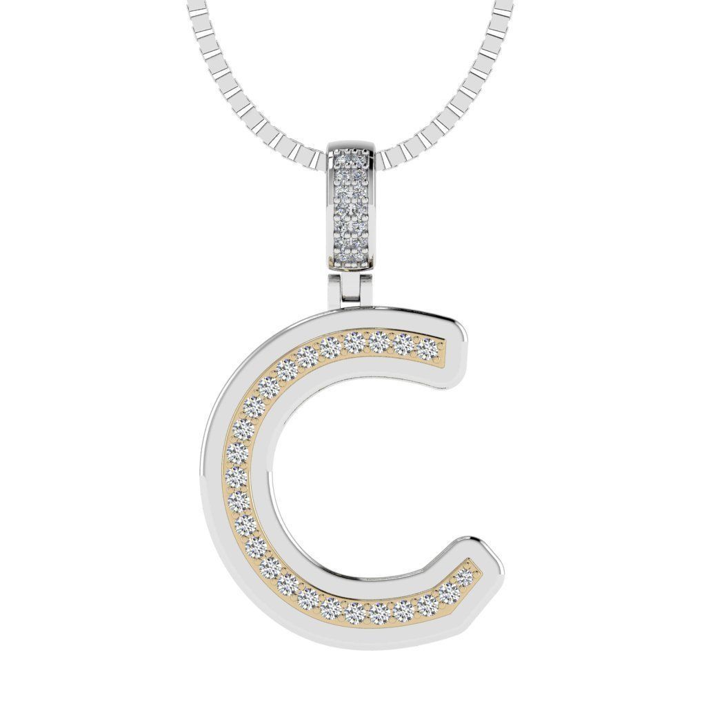 Alphabet Diamond pendant C 3D print model_16