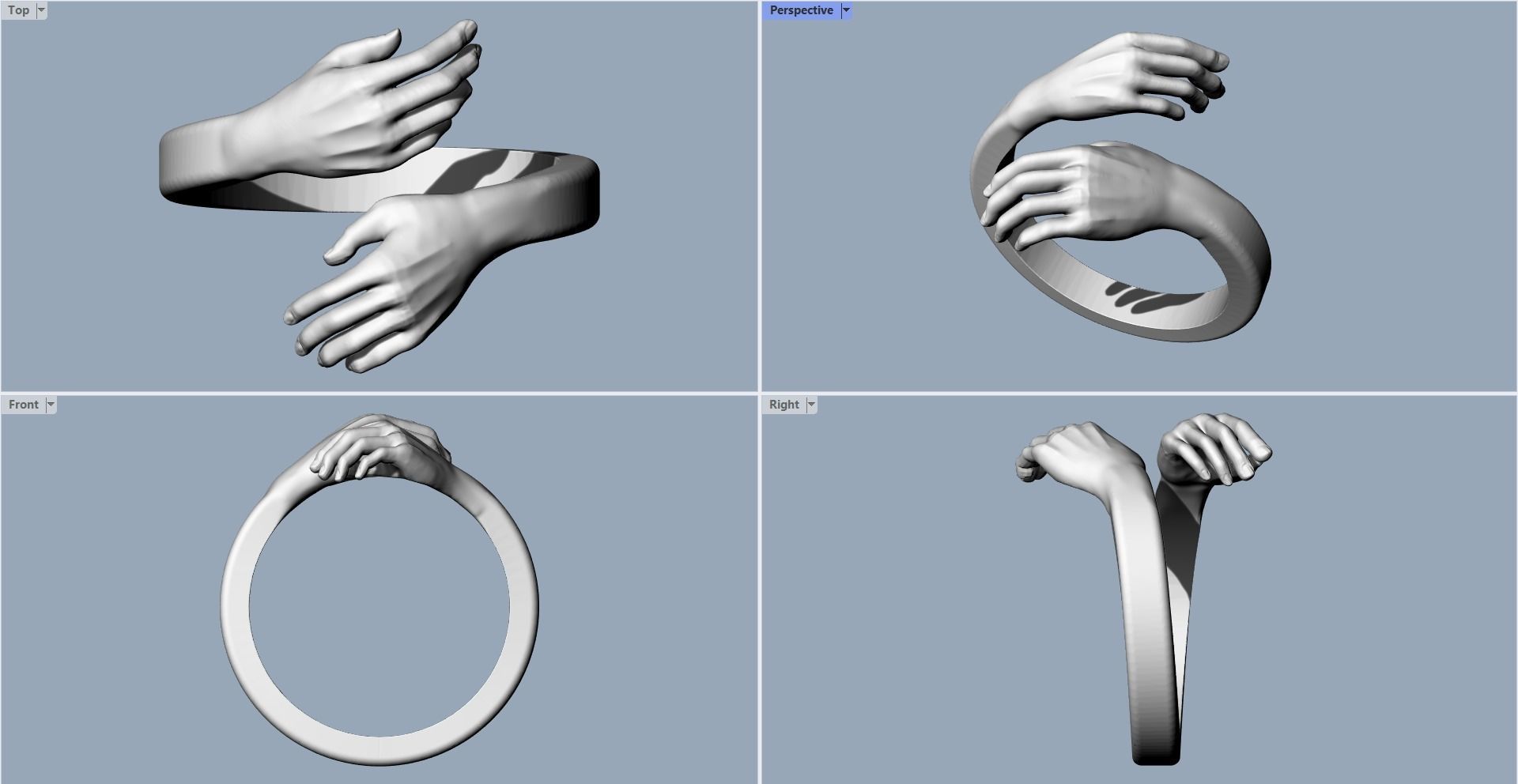 Ring Hug-Ring Hands 3D print model_4