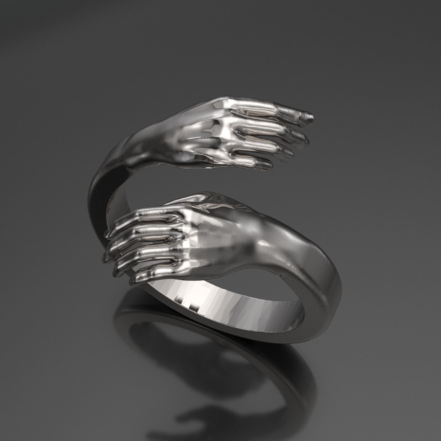 Ring Hug-Ring Hands 3D print model_3