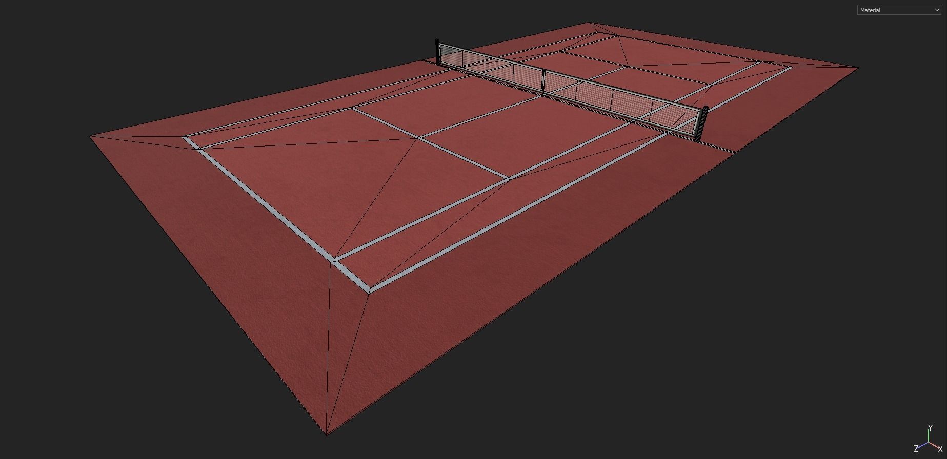 Tennis Court Low-poly 3D model_16