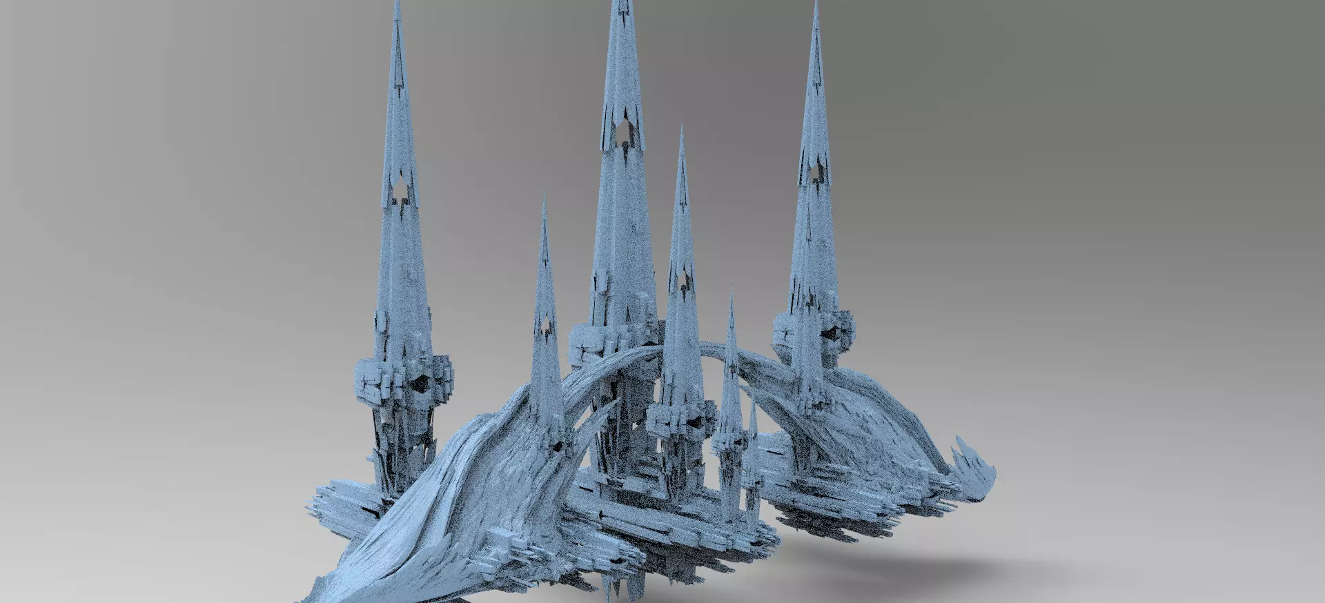 Sci fi Alien Cliff bridge 6  3D model_0