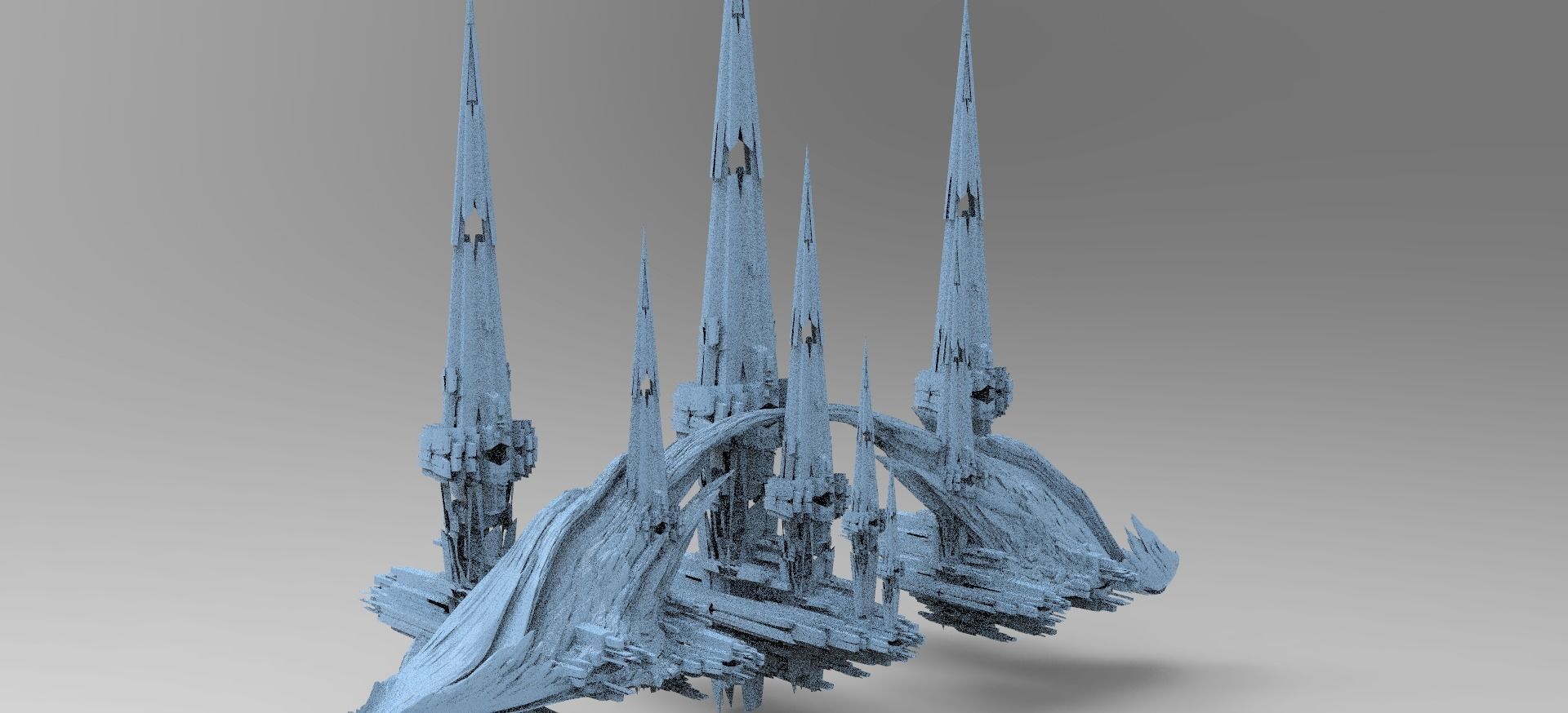 Sci fi Alien Cliff bridge 6  3D model_1