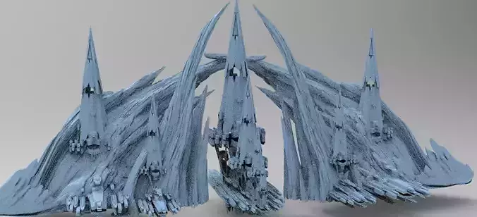 Sci fi Alien Cliff bridge crystal Rock
