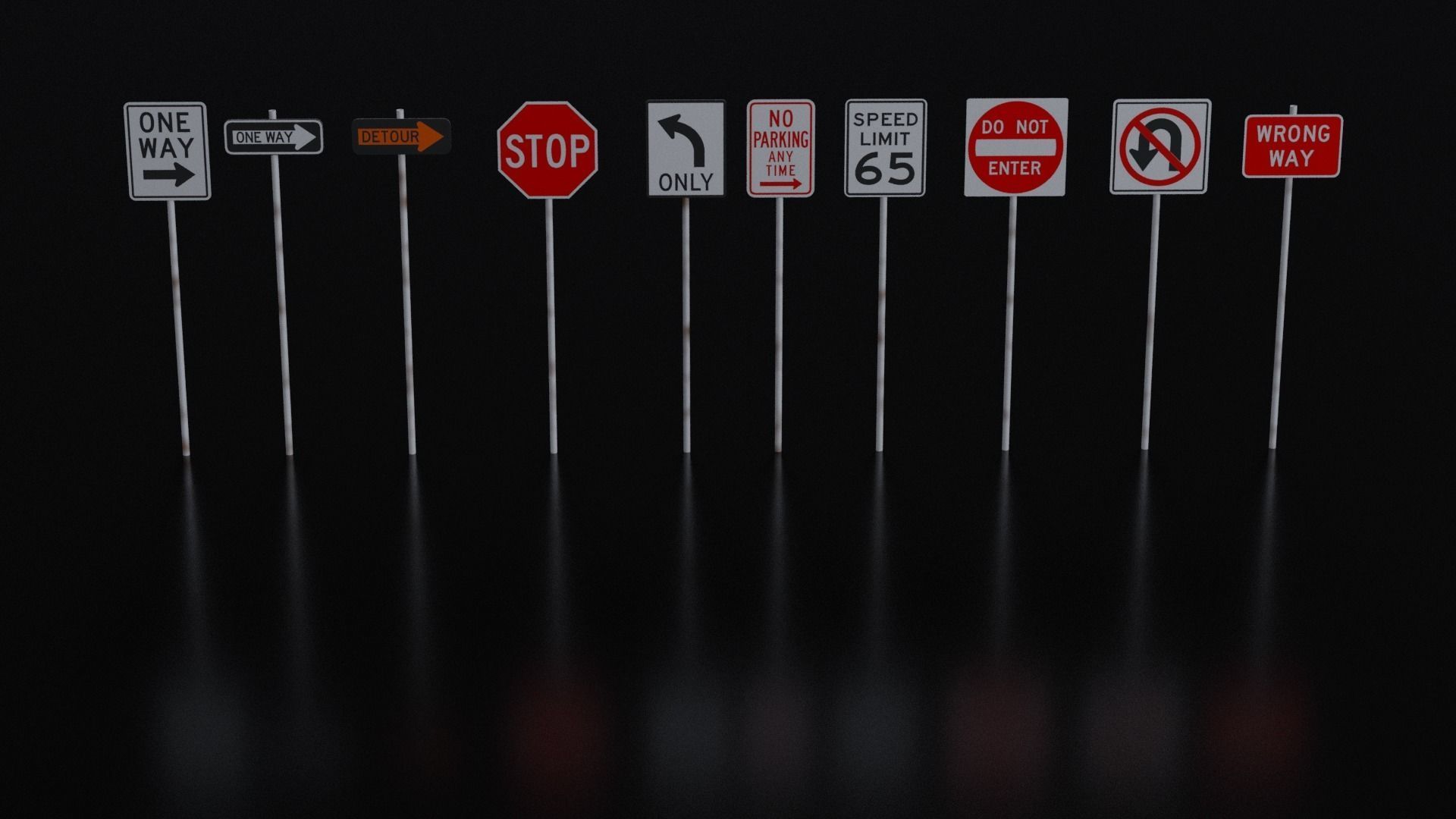 Kitbash Streets Intersections and Signs Low-poly 3D model_2