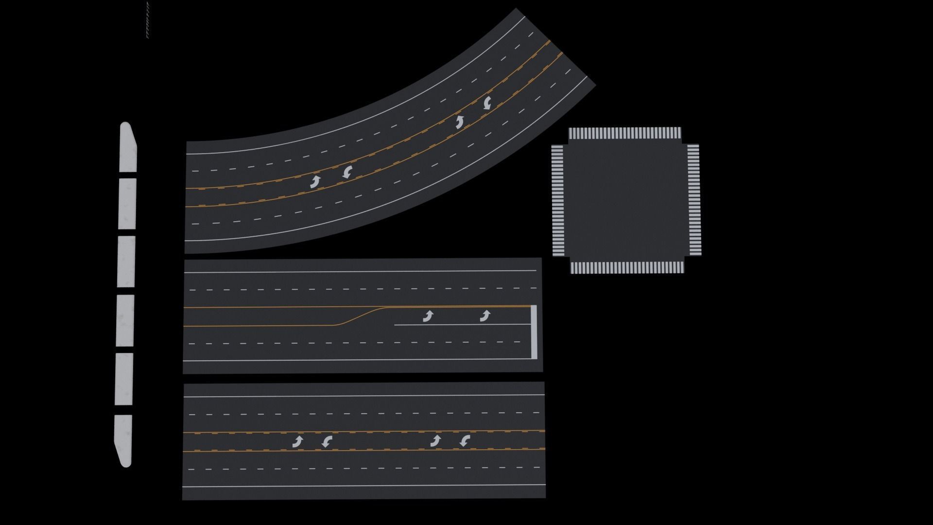 Kitbash Streets Intersections and Signs Low-poly 3D model_10