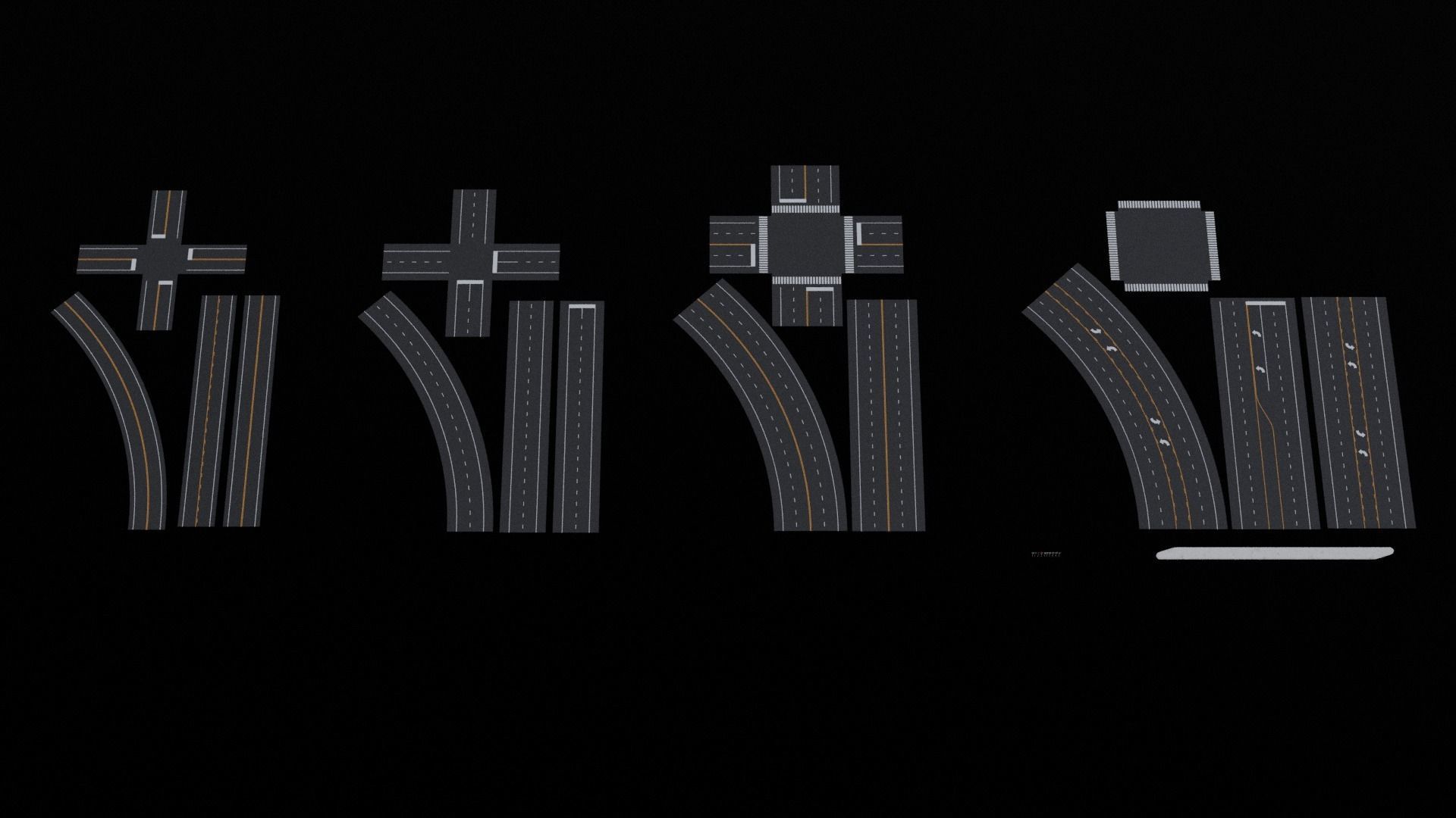 Kitbash Streets Intersections and Signs Low-poly 3D model_3