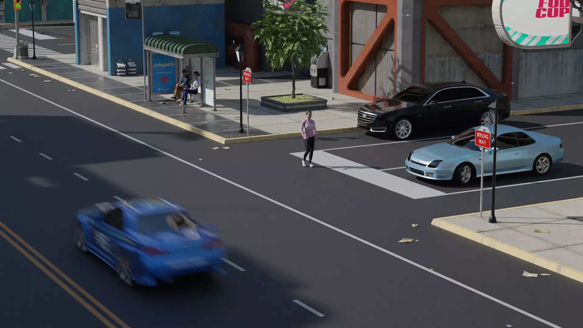 Kitbash Streets Intersections and Signs Low-poly 3D model_0