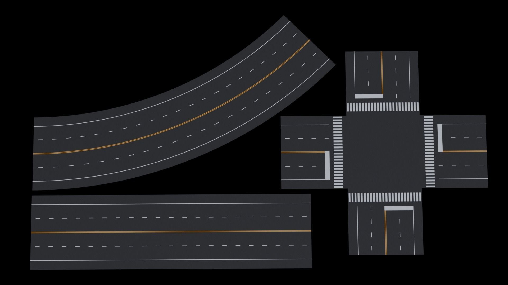 Kitbash Streets Intersections and Signs Low-poly 3D model_7