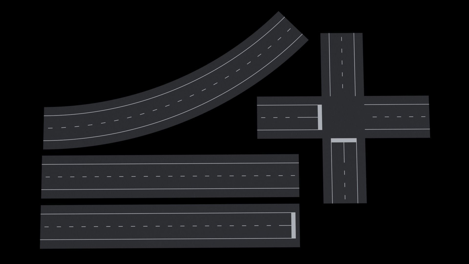 Kitbash Streets Intersections and Signs Low-poly 3D model_8