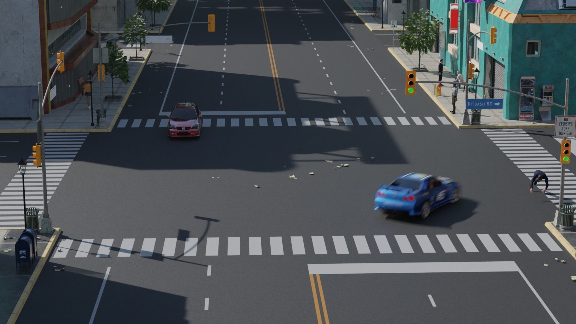 Kitbash Streets Intersections and Signs Low-poly 3D model_16