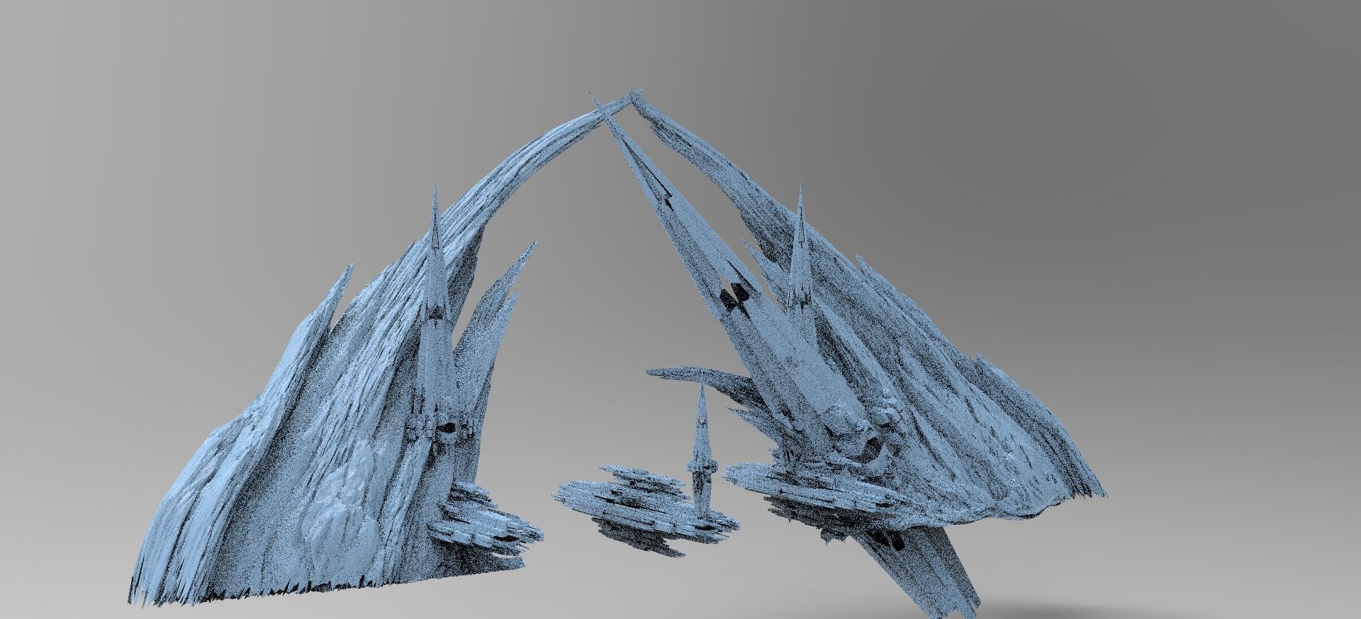 Sci fi Alien Cliff bridge Crystal Shards 6 3D model_1