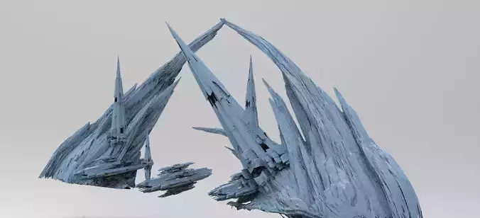 Sci fi Alien Cliff bridge Crystal Shards 6 3D model