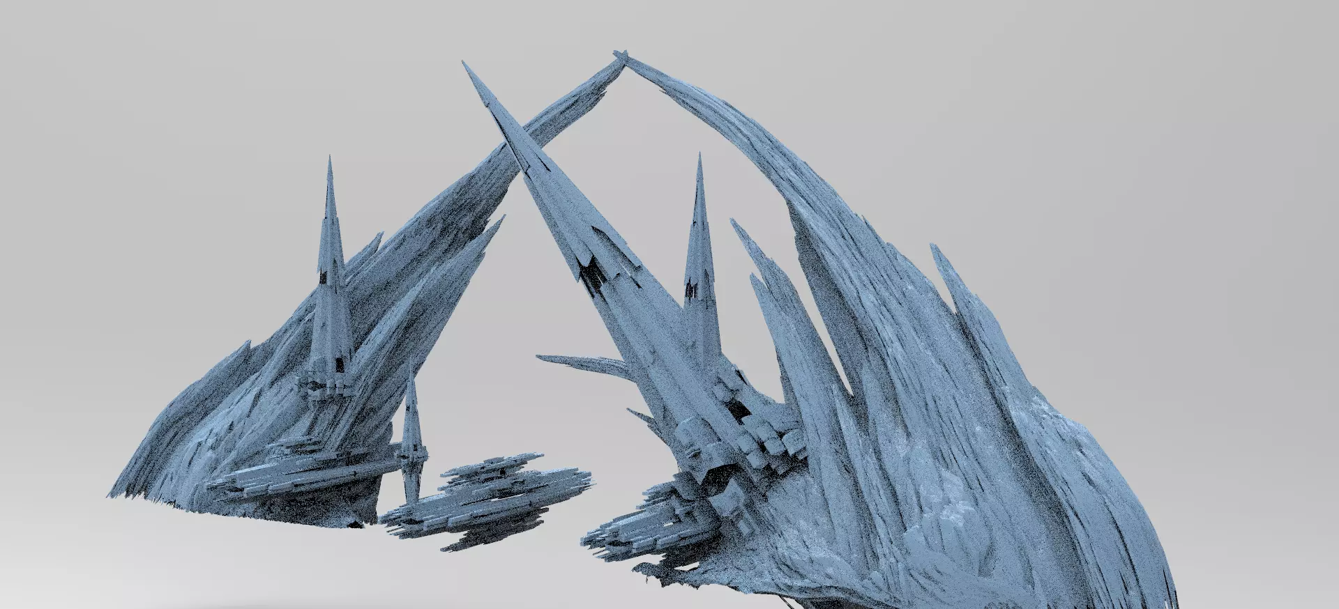 Sci fi Alien Cliff bridge Crystal Shards 6 3D model_0