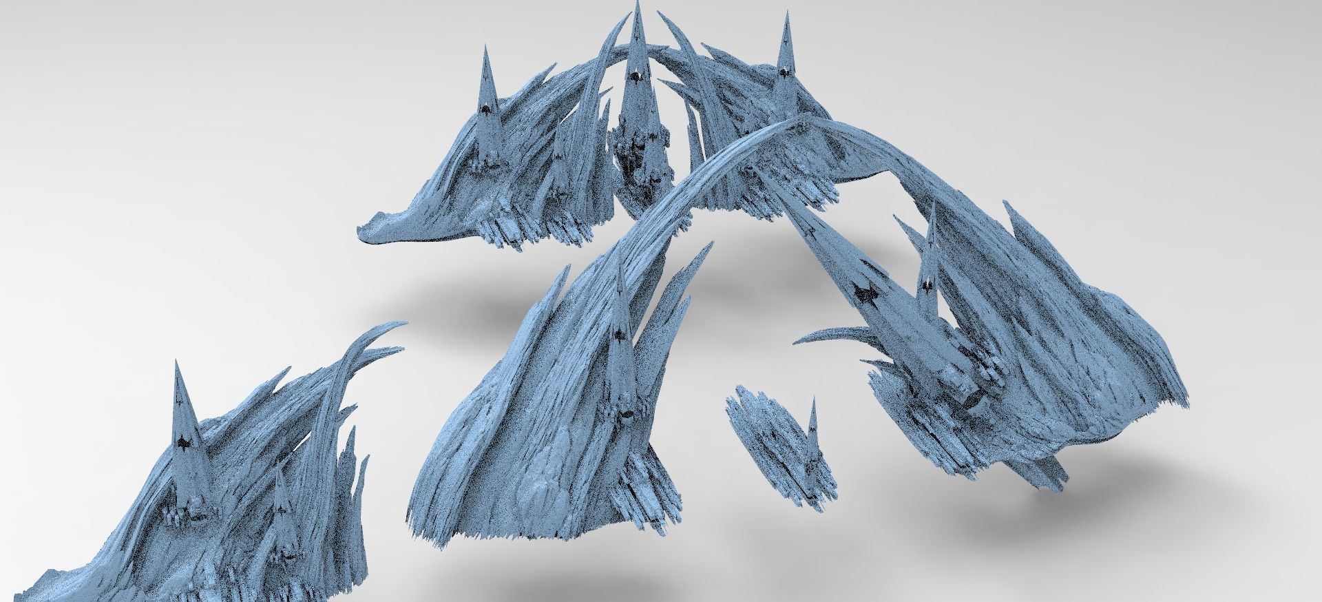 Sci fi Magma Cliff bridge 4 versions  3D model_2