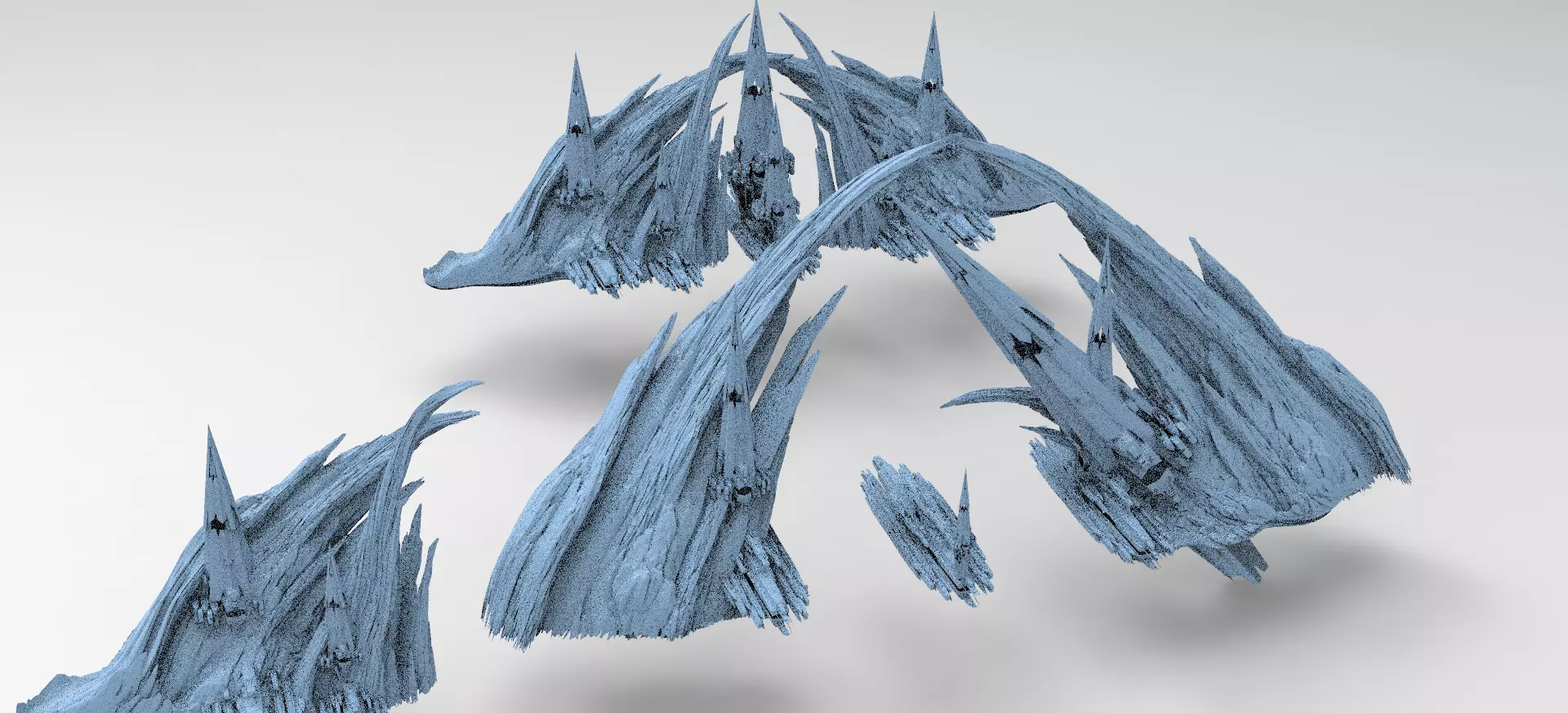 Sci fi Magma Cliff bridge 4 versions  3D model_0