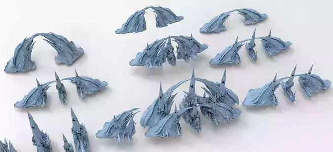 Sci fi Alien Cliff bridge Crystal Shards Collection 3D model